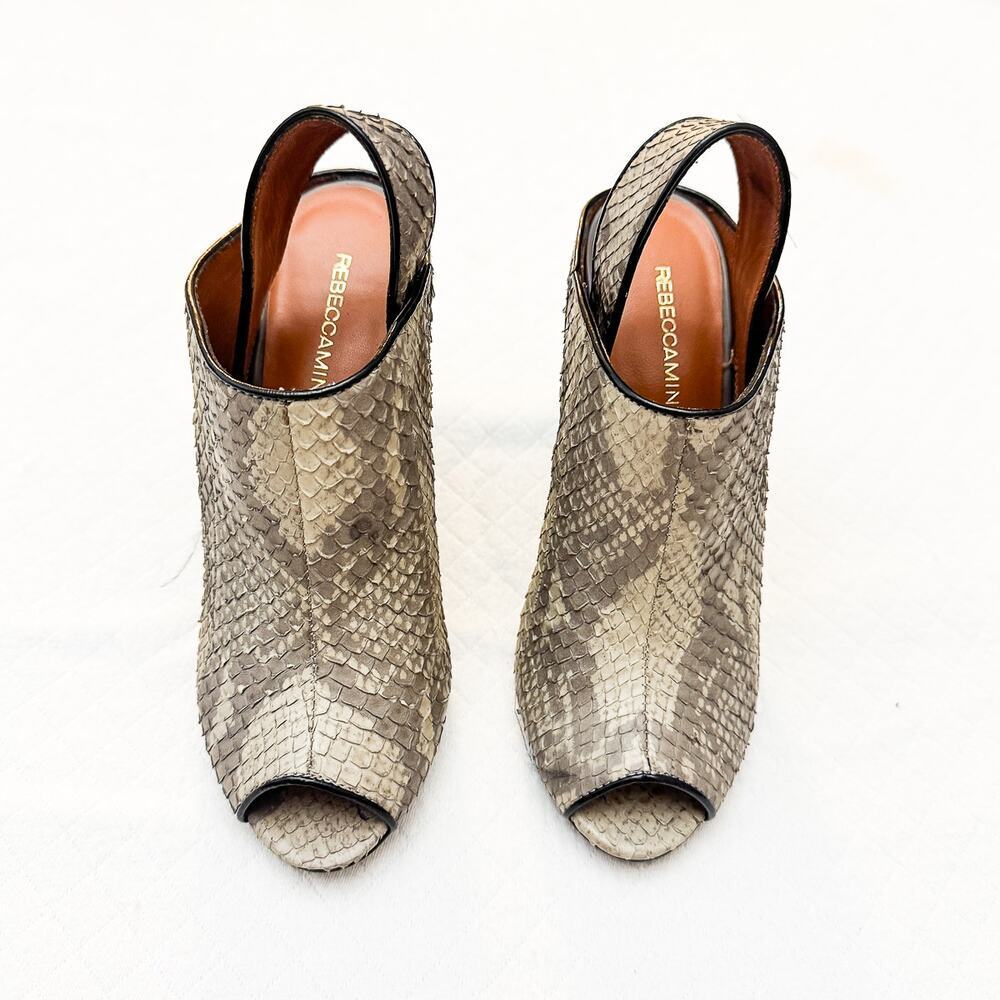 Rebecca Minkoff Sam Leather Snakeskin Open Peep Toe Textured Mule Size 5.5